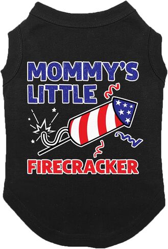 Mommy's Little Firecracker - USA Independence Day 4th of July Dog Shirt (Red, Small) in Kuwait