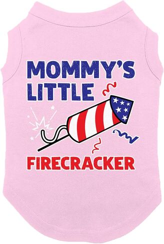 Mommy's Little Firecracker - USA Independence Day 4th of July Dog Shirt (Red, Small) in Kuwait