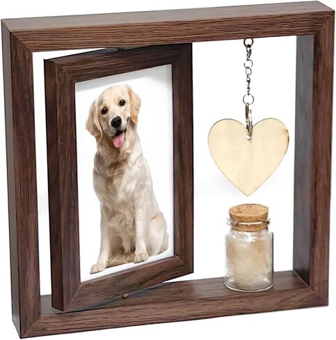Dog or Cat Pawprint Keepsake Kit, Wooden Pet Picture Frame with Pet Hair Memorial Bottle, Pet Paw Print Impression Kit with 2 Clay, Personalized Gift for Pet Lovers in Saudi Arabia