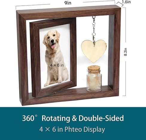 Dog or Cat Pawprint Keepsake Kit, Wooden Pet Picture Frame with Pet Hair Memorial Bottle, Pet Paw Print Impression Kit with 2 Clay, Personalized Gift for Pet Lovers in Saudi Arabia