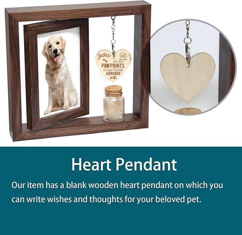 Dog or Cat Pawprint Keepsake Kit, Wooden Pet Picture Frame with Pet Hair Memorial Bottle, Pet Paw Print Impression Kit with 2 Clay, Personalized Gift for Pet Lovers in Saudi Arabia