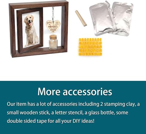Dog or Cat Pawprint Keepsake Kit, Wooden Pet Picture Frame with Pet Hair Memorial Bottle, Pet Paw Print Impression Kit with 2 Clay, Personalized Gift for Pet Lovers in Saudi Arabia