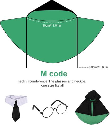 Pet Cape Costume with Pet Neckties and Glasses, Pet Halloween Costumes for Cats Set Black Green Pet Cloak Pet Costume Accessories for Halloween Cosplay Party Photo Props (S) in Saudi Arabia