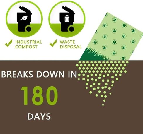 8 Rolls/120 Count, Dog waste bags 100% Eco-Friendly and Recycling Leak Proof Scented Green Waste Bags, Certified Biodegradable in Saudi Arabia