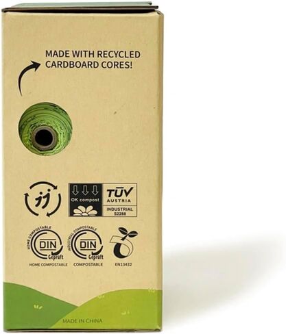 8 Rolls/120 Count, Dog waste bags 100% Eco-Friendly and Recycling Leak Proof Scented Green Waste Bags, Certified Biodegradable in Saudi Arabia