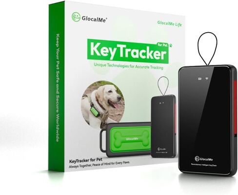 GlocalMe KeyTracker GPS Tracker للكلاب، طوق كلب GPS غير محدود النطاق مع خدمة الشبكة العالمية، متعقب الحيوانات الأليفة مع 6 تقنيات موقع لتتبع الوقت الحقيقي، مقاوم للماء وعمر بطارية طويل in Kuwait