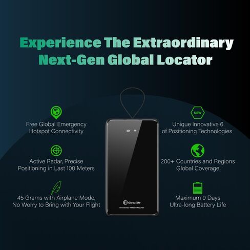 GlocalMe KeyTracker GPS Tracker للكلاب، طوق كلب GPS غير محدود النطاق مع خدمة الشبكة العالمية، متعقب الحيوانات الأليفة مع 6 تقنيات موقع لتتبع الوقت الحقيقي، مقاوم للماء وعمر بطارية طويل in Kuwait