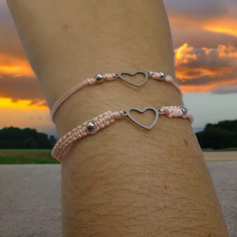 Maltki Creaciones- Pulsera Macrame Hecho a Mano Juego Pulseras Corazon Amor Amistad Novios Tejida in Saudi Arabia