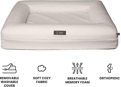 NANDOG Pet Gear Memory Foam Dog Bed - Orthopedic Plush Cushion for Comfortable Sleeping, Washable Cover - Ideal for Dogs with Joint Pain, Arthritis (Grey, Large) in Kuwait