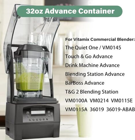 لحاوية Vitamix 32 أونصة متقدمة 15981 مناسبة لـ Vitamix The Quiet One VM0145 36019 15978 VM0100a Touch and Go T&G 2 آلة الشرب إبريق الخلاط التجاري المتقدم، أجزاء وعاء الكوب البديلة in Kuwait
