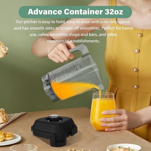 لحاوية Vitamix 32 أونصة متقدمة 15981 مناسبة لـ Vitamix The Quiet One VM0145 36019 15978 VM0100a Touch and Go T&G 2 آلة الشرب إبريق الخلاط التجاري المتقدم، أجزاء وعاء الكوب البديلة in Kuwait