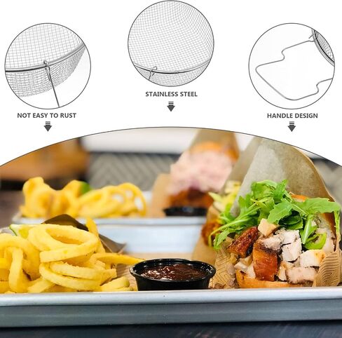 GANAZONO 1Pc stainless steel frying basket Fried Basket chips deep french fry baskets fry baskets holder food frying basket food presentation strainer Cooking fried fish kitchen supplies in Saudi Arabia