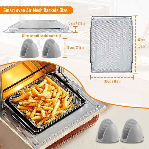سلة مقلاة الهواء لفرن بريفيل الذكي مقلاة الهواء برو، 3 قطع 16.5 بوصة سلال شبكية من الفولاذ المقاوم للصدأ صينية بديلة للمقلاة الهوائية للفرن، فرن الميكروويف، غسالة الأطباق وأكثر من آمنة in Kuwait