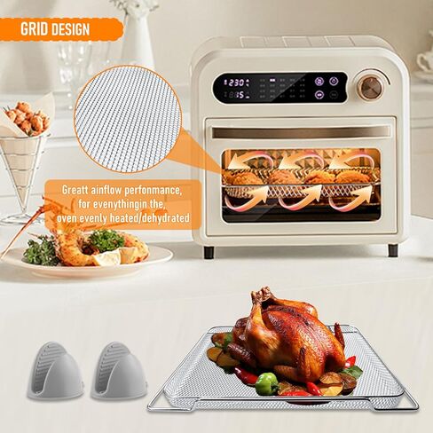 سلة مقلاة الهواء لفرن بريفيل الذكي مقلاة الهواء برو، 3 قطع 16.5 بوصة سلال شبكية من الفولاذ المقاوم للصدأ صينية بديلة للمقلاة الهوائية للفرن، فرن الميكروويف، غسالة الأطباق وأكثر من آمنة in Kuwait