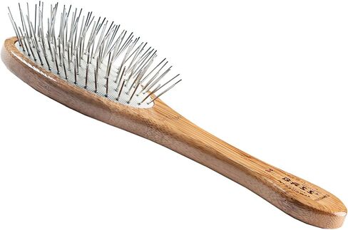 Style & Detangle Pet Brush Alloy Pin | Pure Bamboo Handle | Medium Oval | Dark Finish | Model A9-DB in Saudi Arabia