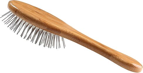 Style & Detangle Pet Brush Alloy Pin | Pure Bamboo Handle | Medium Oval | Dark Finish | Model A9-DB in Saudi Arabia