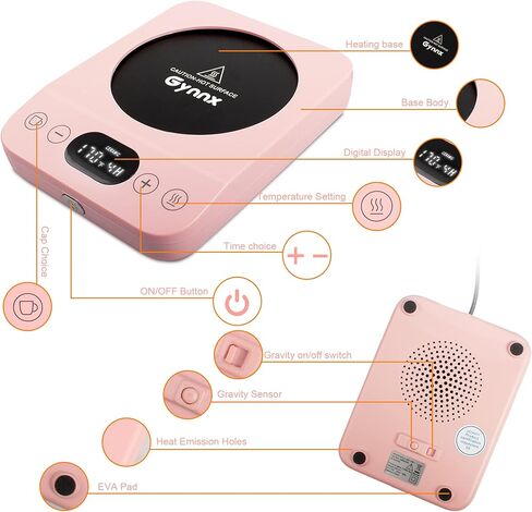 كوب قهوة أكثر دفئًا، سخانات المشروبات، سخان كوب لتدفئة القهوة المكتبية لتسخين القهوة والمشروبات والحليب والشاي والشوكولاتة الساخنة (وردي) in Kuwait