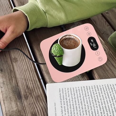 كوب قهوة أكثر دفئًا، سخانات المشروبات، سخان كوب لتدفئة القهوة المكتبية لتسخين القهوة والمشروبات والحليب والشاي والشوكولاتة الساخنة (وردي) in Kuwait