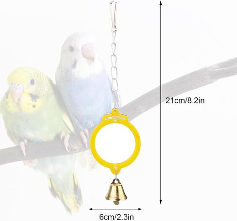 Hypeety Pet Bird Mirror with Bell Interactive Treat Puzzle Parrot Toy Bird Cage Mirror Small Bird Swing Chew Toys Fun Cage Accessories (Color Random) (Heart Shape) in Saudi Arabia