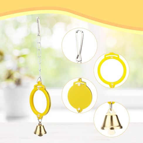 Hypeety Pet Bird Mirror with Bell Interactive Treat Puzzle Parrot Toy Bird Cage Mirror Small Bird Swing Chew Toys Fun Cage Accessories (Color Random) (Heart Shape) in Saudi Arabia