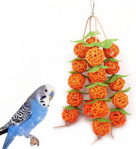 Bird Parrot Chewing Rattan Ball Toy Colorful Bird Cage Accessories Swing Toys for Canary Birds Parrot Parakeet Cockatiel Conure Budgie Finch in Saudi Arabia