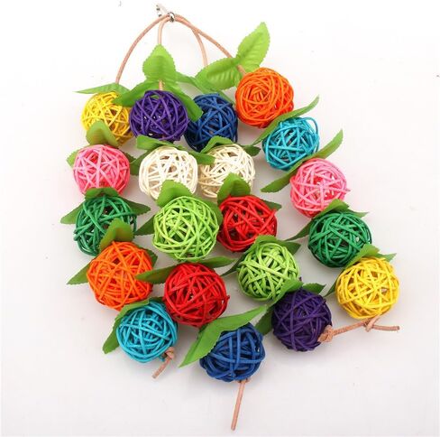 Bird Parrot Chewing Rattan Ball Toy Colorful Bird Cage Accessories Swing Toys for Canary Birds Parrot Parakeet Cockatiel Conure Budgie Finch in Saudi Arabia