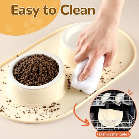 وعاء للحيوانات الأليفة سعة 1.5 كوب مع مجموعة حصيرة، ووعاءان من السيراميك للكلاب صغيرة الحجم، وبساط تغذية للكلاب مصنوع من السيليكون المقاوم للماء وغير قابل للانزلاق، ووعاء طعام للكلاب الصغيرة، ومستلزمات الكلاب، وإكسسوارات الحيوانات الأليفة، وخالية من مادة  in Kuwait