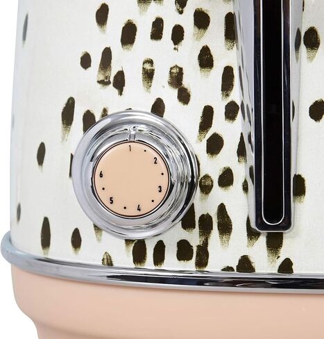 Haden Margate Poodle & Blonde Stainless Steel 4 Slice Toaster with Wide Slots, 6 Browning Control, and Removable Crumb Tray, Pale Pink/Chrome in Kuwait