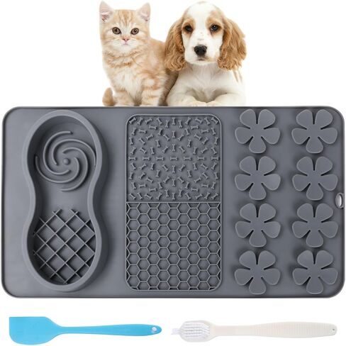 Dog Licking Treat Slow Feeder Snuffle Pet Calming Mat Anxiety Relief Training Wet Food Lick Pad with Suction Cup (Blue) in Saudi Arabia