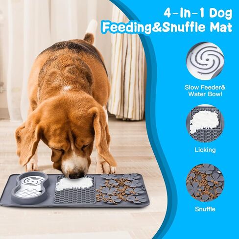 Dog Licking Treat Slow Feeder Snuffle Pet Calming Mat Anxiety Relief Training Wet Food Lick Pad with Suction Cup (Blue) in Saudi Arabia