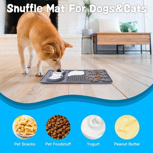 Dog Licking Treat Slow Feeder Snuffle Pet Calming Mat Anxiety Relief Training Wet Food Lick Pad with Suction Cup (Blue) in Saudi Arabia