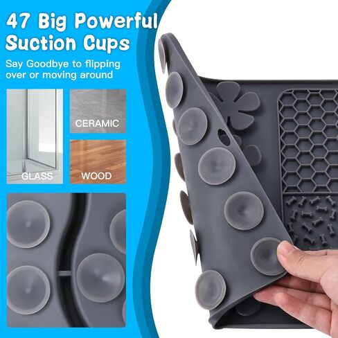 Dog Licking Treat Slow Feeder Snuffle Pet Calming Mat Anxiety Relief Training Wet Food Lick Pad with Suction Cup (Blue) in Saudi Arabia