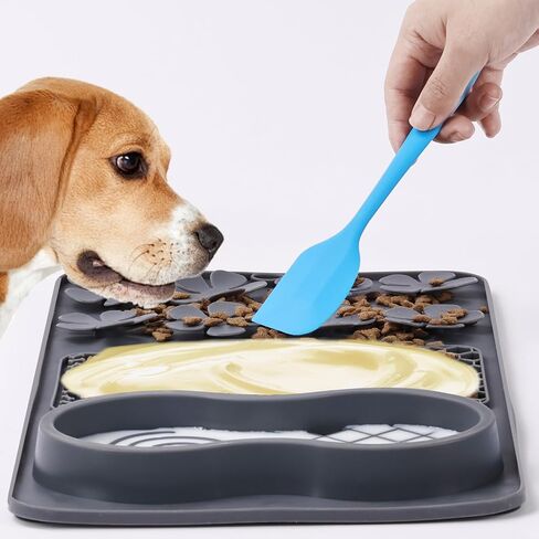 Dog Licking Treat Slow Feeder Snuffle Pet Calming Mat Anxiety Relief Training Wet Food Lick Pad with Suction Cup (Blue) in Saudi Arabia