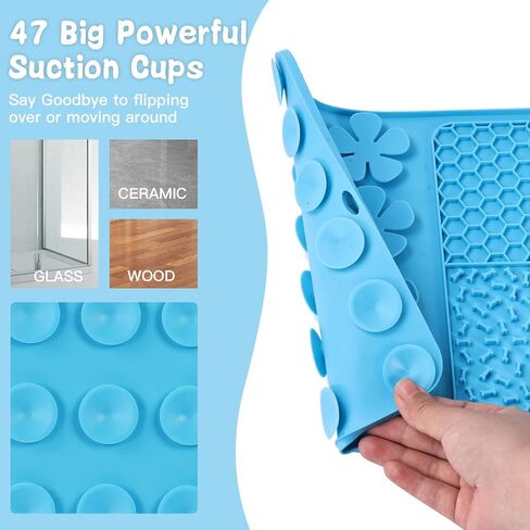 Dog Licking Treat Slow Feeder Snuffle Pet Calming Mat Anxiety Relief Training Wet Food Lick Pad with Suction Cup (Blue) in Saudi Arabia