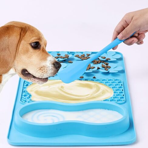Dog Licking Treat Slow Feeder Snuffle Pet Calming Mat Anxiety Relief Training Wet Food Lick Pad with Suction Cup (Blue) in Saudi Arabia