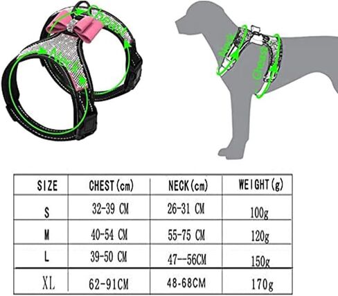 حجر الراين الكلب تسخير بلينغ كريستال نايلون عاكس لينة لطيف جرو طوق سترة الماس قابل للتعديل مع ربطة عنق سباركلي للكلاب الصغيرة المتوسطة الكبيرة القطط الحيوانات الأليفة الفتيات الوردي M in Kuwait