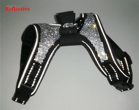 حجر الراين الكلب تسخير بلينغ كريستال نايلون عاكس لينة لطيف جرو طوق سترة الماس قابل للتعديل مع ربطة عنق سباركلي للكلاب الصغيرة المتوسطة الكبيرة القطط الحيوانات الأليفة الفتيات الوردي M in Kuwait