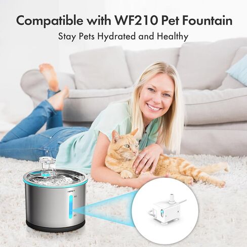 نافورة مياه للقطط من الفولاذ المقاوم للصدأ من NPET WF210، 50 أونصة/1.5 لتر، آمنة للاستخدام في غسالة الأطباق مع نافذة مرئية، موزع مياه أوتوماتيكي فائق الهدوء للقطط مع ضوء للقطط بالداخل in Saudi Arabia