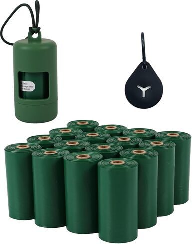 Dog Poop Bags Rolls With Dispenser and bags holder for Leash, Heavy Duty, Green, Unscented, Refill Rolls,16 Pack of 15, 240 Count. in Saudi Arabia