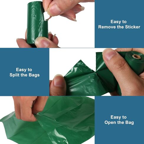 Dog Poop Bags Rolls With Dispenser and bags holder for Leash, Heavy Duty, Green, Unscented, Refill Rolls,16 Pack of 15, 240 Count. in Saudi Arabia