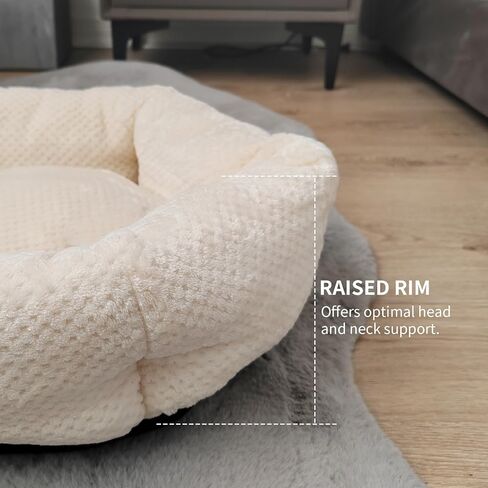 سرير كلب مهدئ للكلاب والقطط الصغيرة من HexaCuddle Haven - سرير كلب مستدير مريح ومضاد للقلق مصنوع من فرو صناعي ناعم ورقيق ومريح بحجم مثالي للحيوانات الأليفة التي يصل وزنها إلى 15 رطلًا in Kuwait