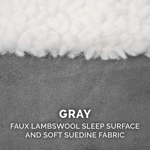 Furhaven Orthopedic Dog Bed for Small Dogs w/ Removable Washable Cover, For Dogs Up to 12 lbs - Sherpa & Suede Oval Lounger - Gray, Small in Saudi Arabia