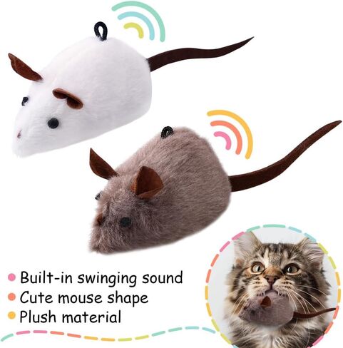 PAZ'S GIFT Cat Wand Toy, cat Stick Interactive Vocal Toy Mouse, Squeak, Mouse, cat Toy, cat Kick Toy, Suitable for All cat Types, 2-Pack in Saudi Arabia