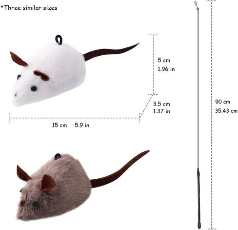 PAZ'S GIFT Cat Wand Toy, cat Stick Interactive Vocal Toy Mouse, Squeak, Mouse, cat Toy, cat Kick Toy, Suitable for All cat Types, 2-Pack in Saudi Arabia