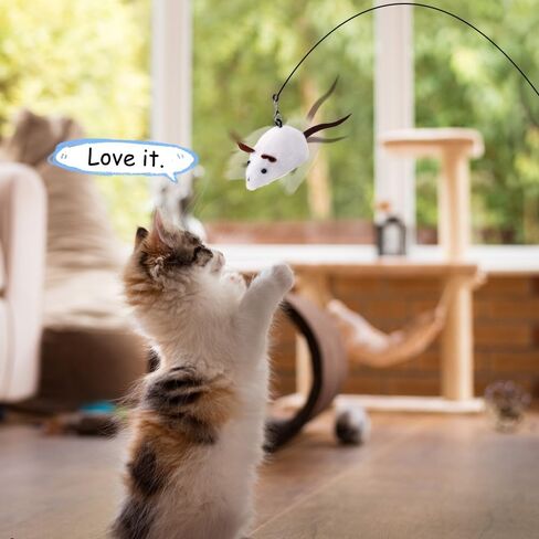 PAZ'S GIFT Cat Wand Toy, cat Stick Interactive Vocal Toy Mouse, Squeak, Mouse, cat Toy, cat Kick Toy, Suitable for All cat Types, 2-Pack in Saudi Arabia