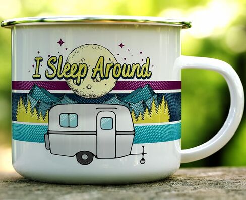 كوب قهوة Loftipop I Sleeparound Van Life Camper، كوب محب للسفر والتخييم والطبيعة (16oz) in Kuwait