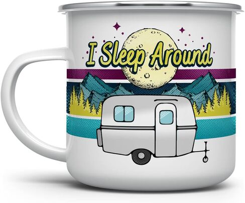 كوب قهوة Loftipop I Sleeparound Van Life Camper، كوب محب للسفر والتخييم والطبيعة (16oz) in Kuwait