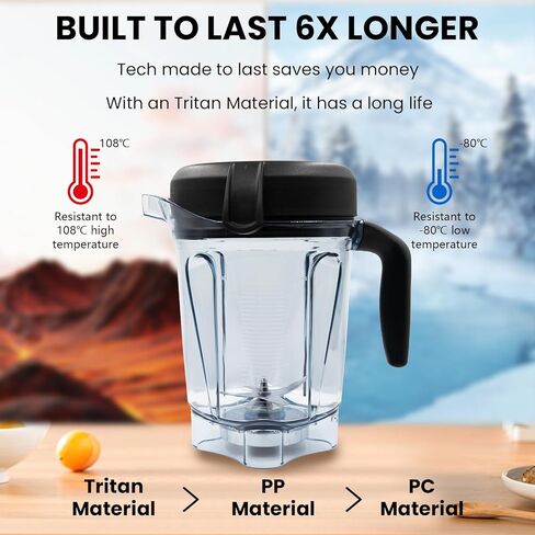 للخلاط 64 أونصة، حاوية منخفضة المستوى، متوافقة مع الخلاط G-Series، حاوية بديلة لـ 750 7500 108300d VM0102d VM0158 VM0158a VM0197 in Kuwait