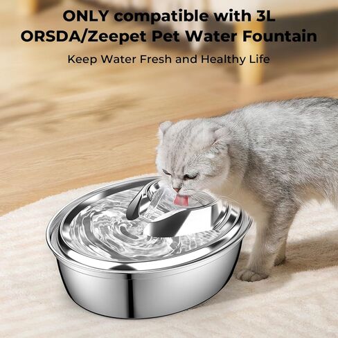 6PCS Cat Water Fountain Filters Replacement for ORSDA D30 67oz/2L Stainless Steel Pet Fountain, Carbon Filters with Triple Filtration System, 3PCS Pump Sponges in Kuwait