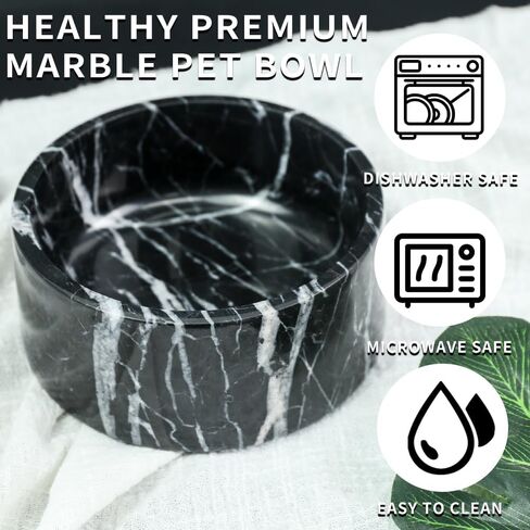 Natural Marble Pet Bowl, Suitable for Small and Medium-Sized Cats and Dogs, with Non-slip Pad, No Pressure, Easy to Clean in Saudi Arabia